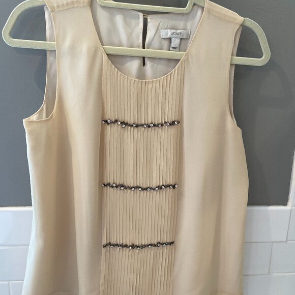 J. Crew Cream Silk Chiffon Pleated Top | 4 - Picture 1 of 4